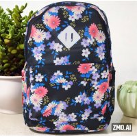 BP724 - Blue Floral Canvas Backpack